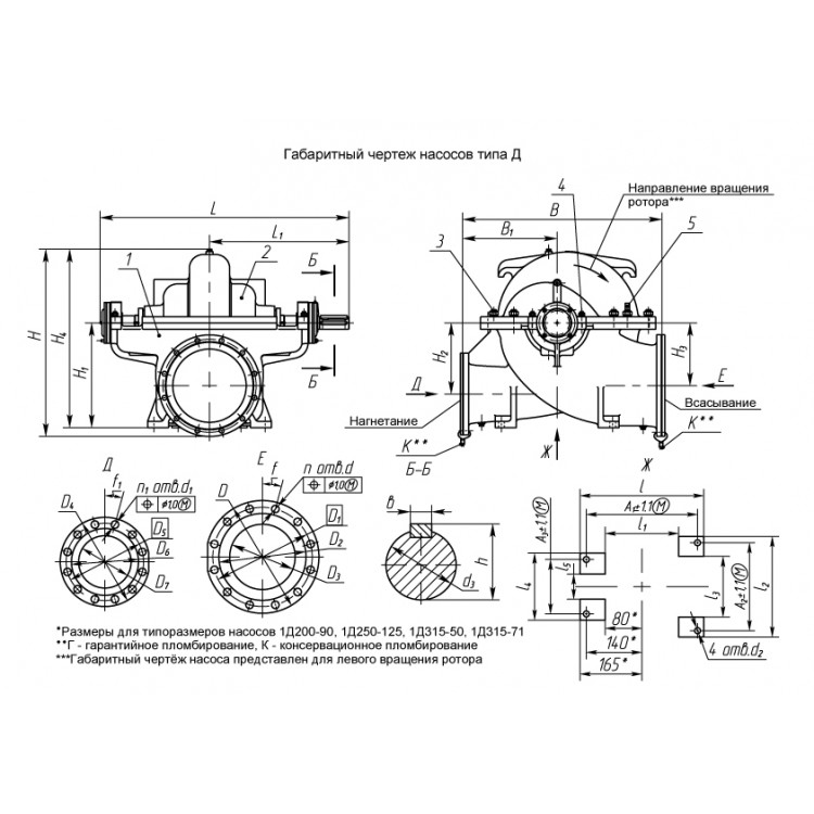 Насос 1д200 90 чертеж